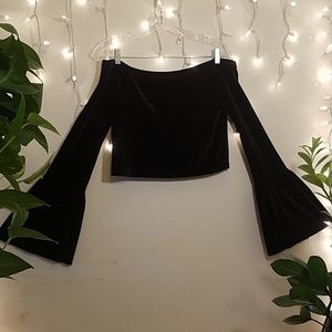 Velvety off the shoulder crop top